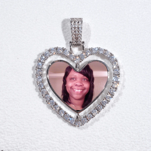 3D Spinning 2-Faced Heart Custom Picture Pendant