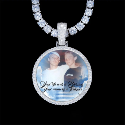 925S & VVS Moissanite 3D Circle Custom Picture Pendant