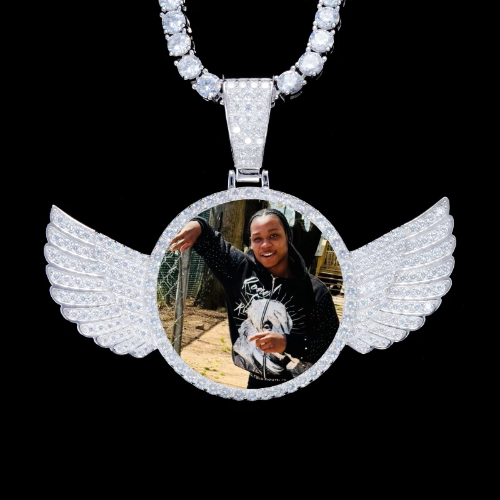 925S & VVS Moissanite 3D Wing Custom Picture Pendant