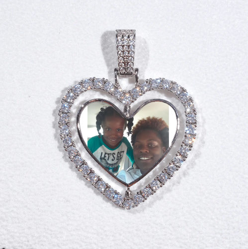 3D Spinning 2-Faced Heart Custom Picture Pendant