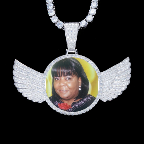 925S & VVS Moissanite 3D Wing Custom Picture Pendant