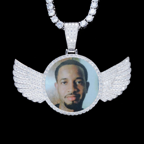 925S & VVS Moissanite 3D Wing Custom Picture Pendant