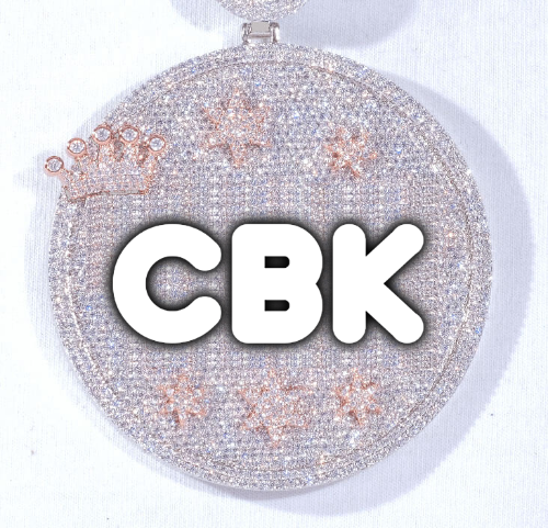CUSTOM LETTER NECKLACE 3D BIG CROWN DISC