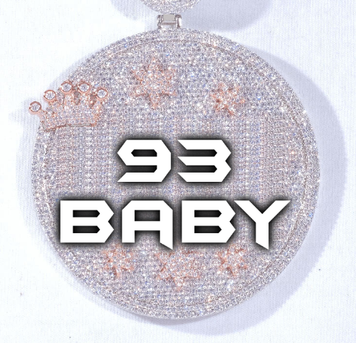 CUSTOM LETTER NECKLACE 3D BIG CROWN DISC