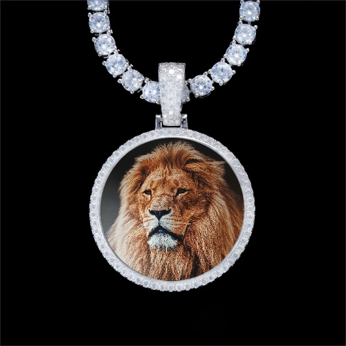 925S & VVS Moissanite 3D Circle Custom Picture Pendant