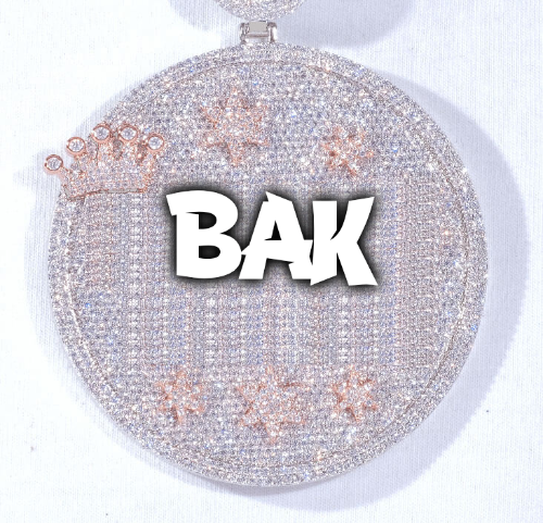 CUSTOM LETTER NECKLACE 3D BIG CROWN DISC