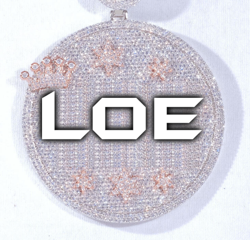 CUSTOM LETTER NECKLACE 3D BIG CROWN DISC