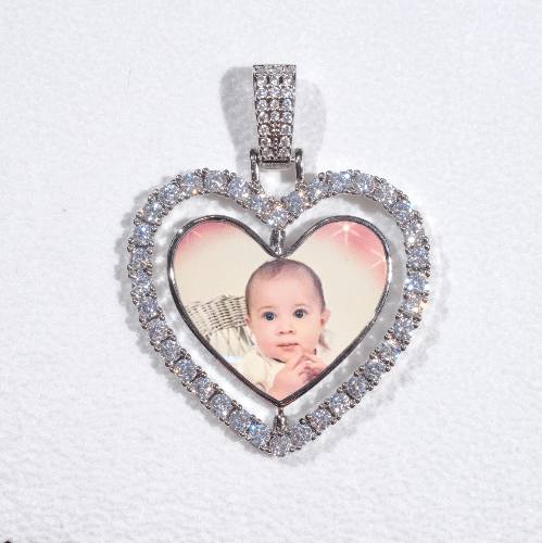 3D Spinning 2-Faced Heart Custom Picture Pendant