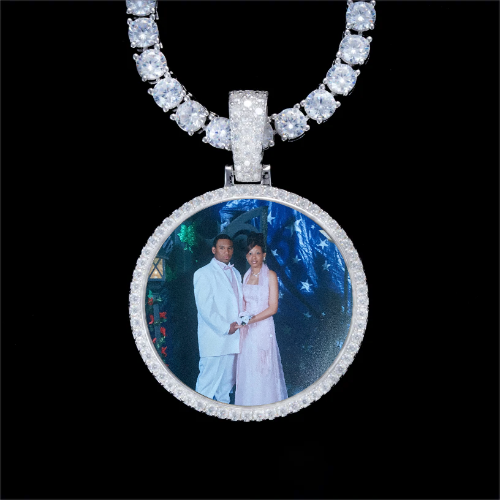 925S & VVS Moissanite 3D Circle Custom Picture Pendant