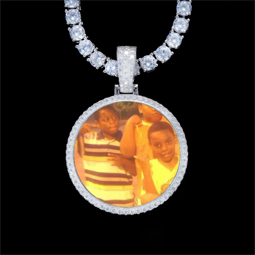 925S & VVS Moissanite 3D Circle Custom Picture Pendant