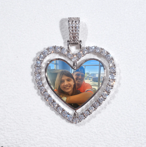 3D Spinning 2-Faced Heart Custom Picture Pendant