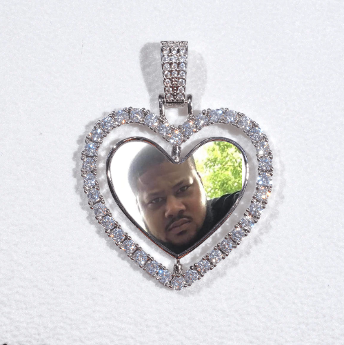 3D Spinning 2-Faced Heart Custom Picture Pendant