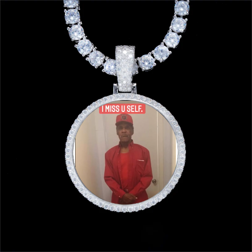 925S & VVS Moissanite 3D Circle Custom Picture Pendant