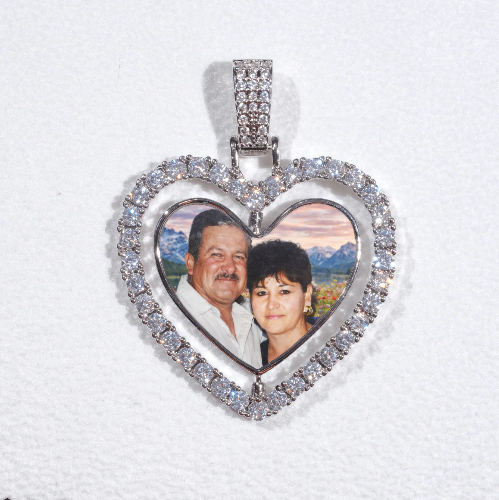 3D Spinning 2-Faced Heart Custom Picture Pendant