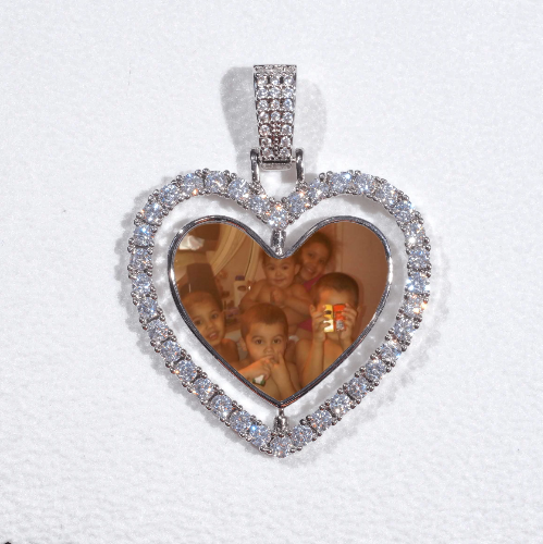 3D Spinning 2-Faced Heart Custom Picture Pendant