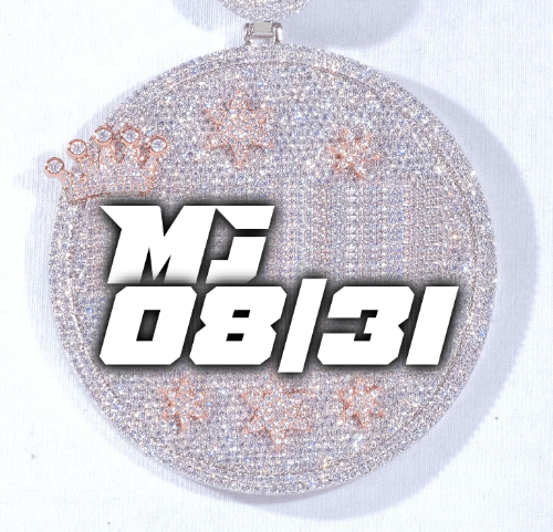 CUSTOM LETTER NECKLACE 3D BIG CROWN DISC