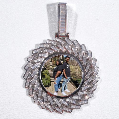 Large 3D Baguette Custom Picture Pendant