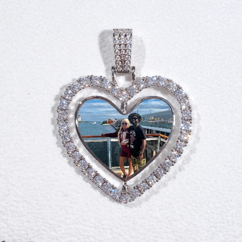 3D Spinning 2-Faced Heart Custom Picture Pendant