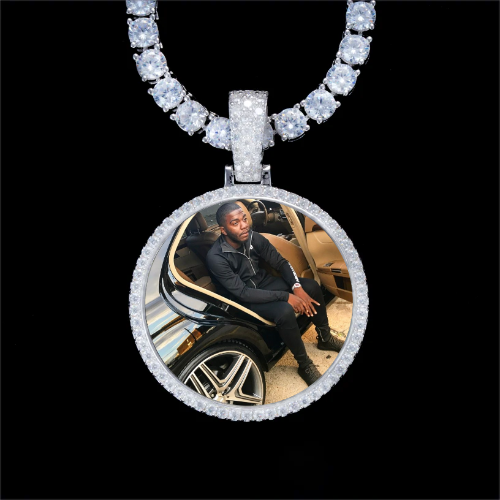 925S & VVS Moissanite 3D Circle Custom Picture Pendant