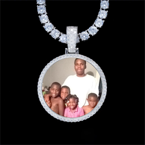 925S & VVS Moissanite 3D Circle Custom Picture Pendant
