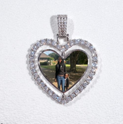 3D Spinning 2-Faced Heart Custom Picture Pendant