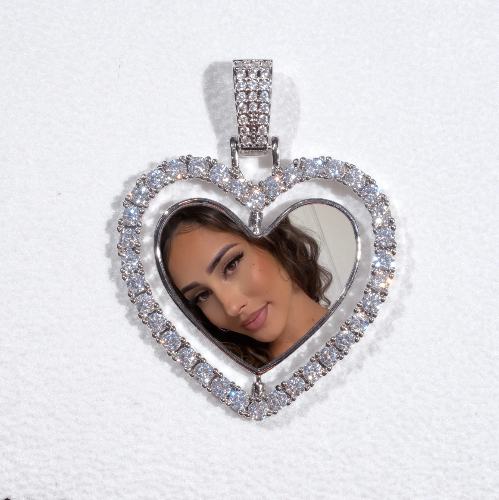 3D Spinning 2-Faced Heart Custom Picture Pendant