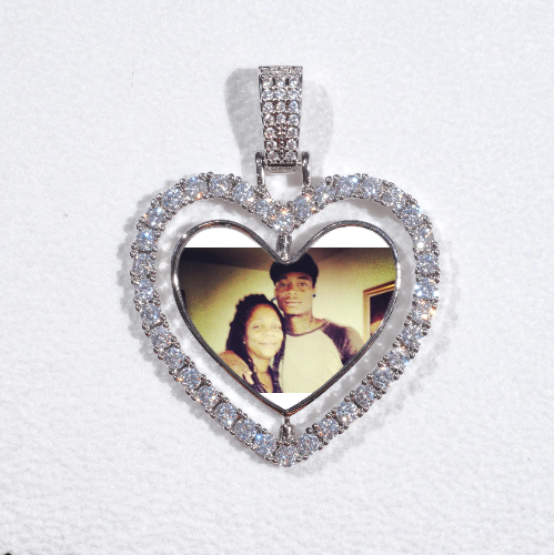 3D Spinning 2-Faced Heart Custom Picture Pendant