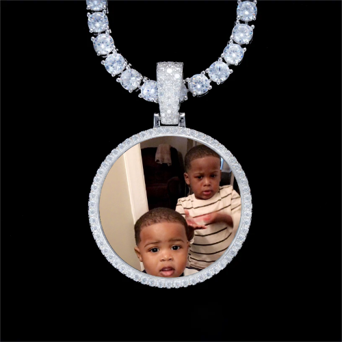 925S & VVS Moissanite 3D Circle Custom Picture Pendant