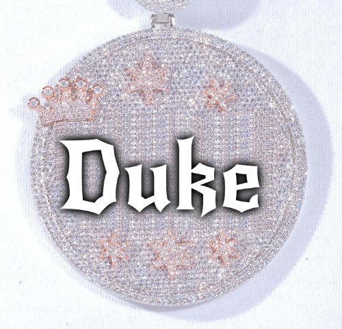CUSTOM LETTER NECKLACE 3D BIG CROWN DISC