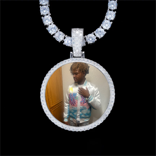 925S & VVS Moissanite 3D Circle Custom Picture Pendant