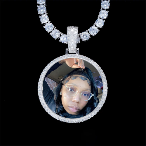 925S & VVS Moissanite 3D Circle Custom Picture Pendant