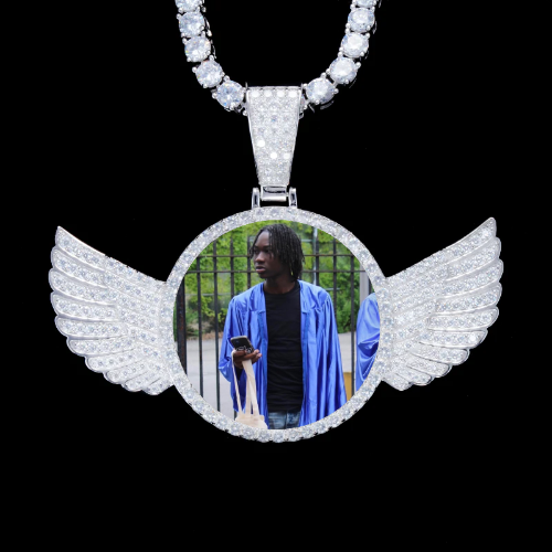 925S & VVS Moissanite 3D Wing Custom Picture Pendant