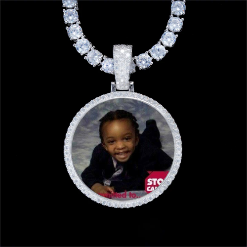 925S & VVS Moissanite 3D Circle Custom Picture Pendant