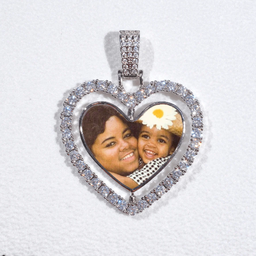3D Spinning 2-Faced Heart Custom Picture Pendant