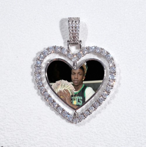 3D Spinning 2-Faced Heart Custom Picture Pendant