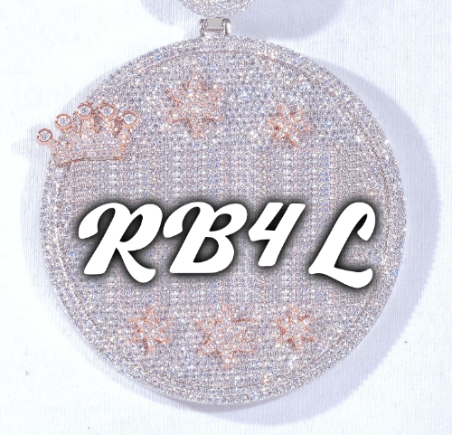 CUSTOM LETTER NECKLACE 3D BIG CROWN DISC