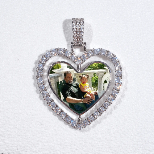 3D Spinning 2-Faced Heart Custom Picture Pendant