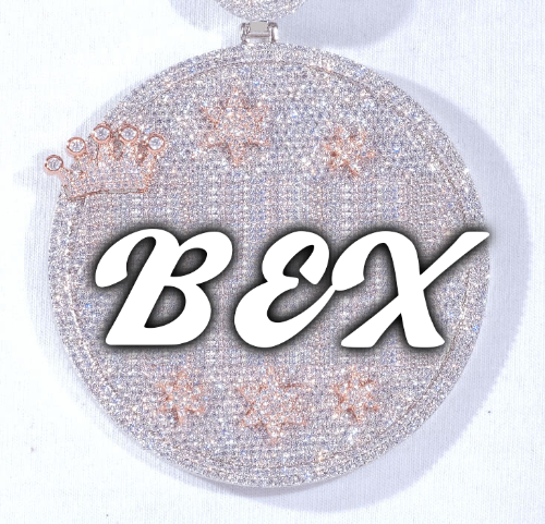 CUSTOM LETTER NECKLACE 3D BIG CROWN DISC