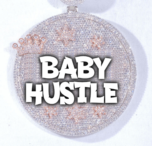 CUSTOM LETTER NECKLACE 3D BIG CROWN DISC