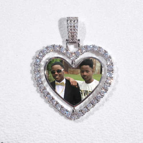 3D Spinning 2-Faced Heart Custom Picture Pendant