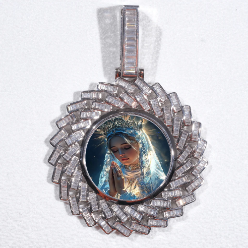 Large 3D Baguette Custom Picture Pendant