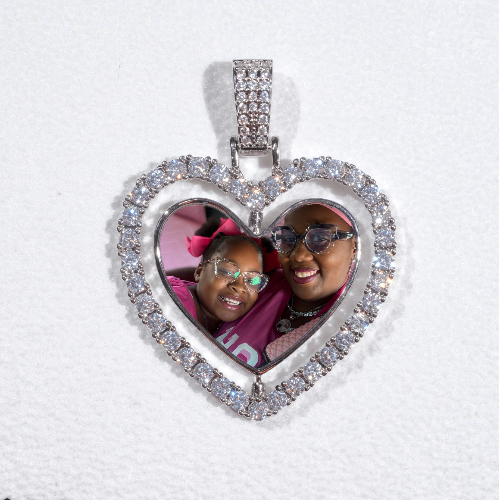 3D Spinning 2-Faced Heart Custom Picture Pendant