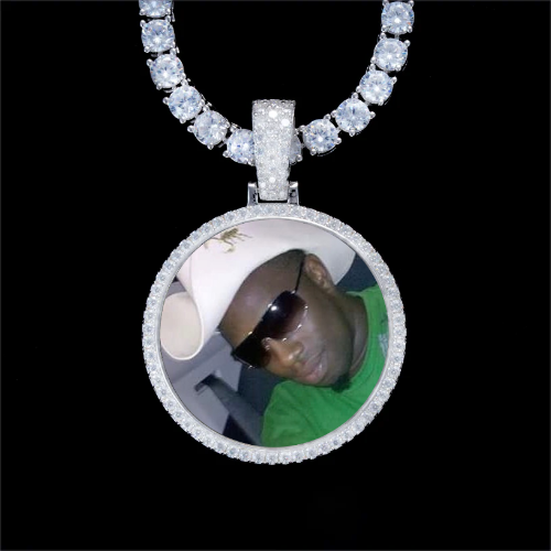 925S & VVS Moissanite 3D Circle Custom Picture Pendant