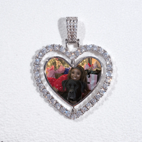 3D Spinning 2-Faced Heart Custom Picture Pendant