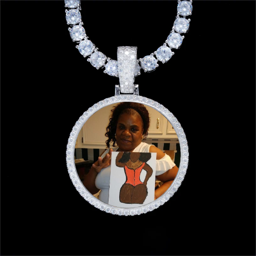 925S & VVS Moissanite 3D Circle Custom Picture Pendant