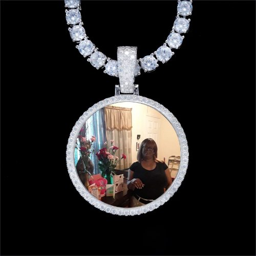 925S & VVS Moissanite 3D Circle Custom Picture Pendant