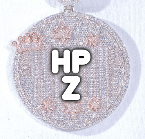 CUSTOM LETTER NECKLACE 3D BIG CROWN DISC