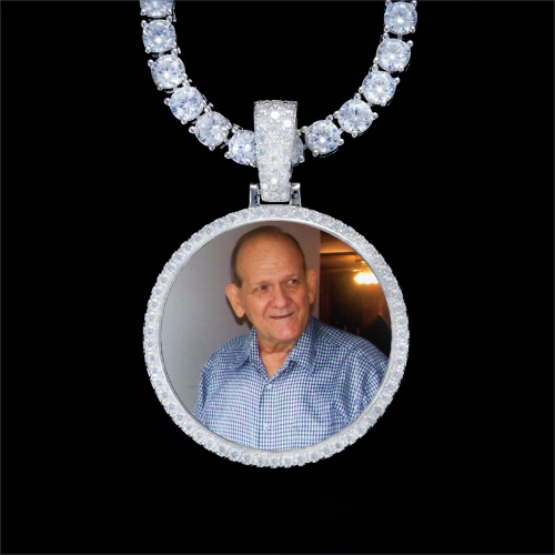 925S & VVS Moissanite 3D Circle Custom Picture Pendant