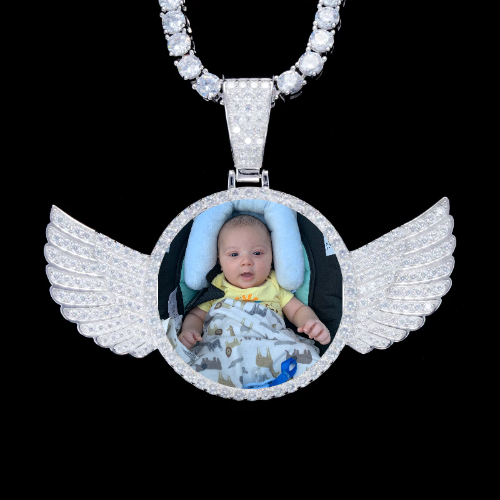 925S & VVS Moissanite 3D Wing Custom Picture Pendant