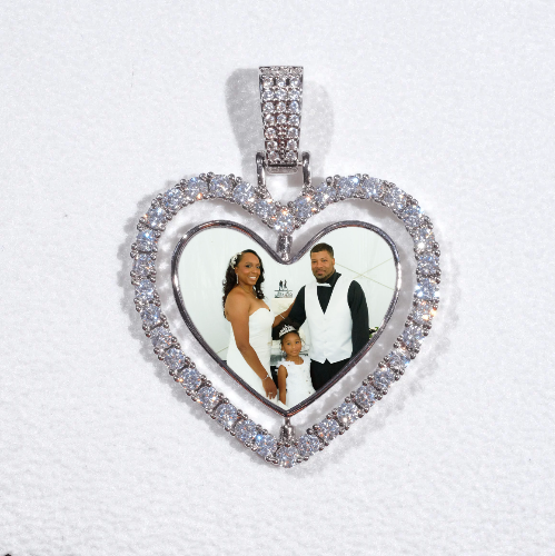 3D Spinning 2-Faced Heart Custom Picture Pendant